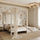 Drewniane łóżko pojedyncze z baldachimem i szufladą na dodatkowy materac N01 biały – widok ogólny, lite drewno sosnowe