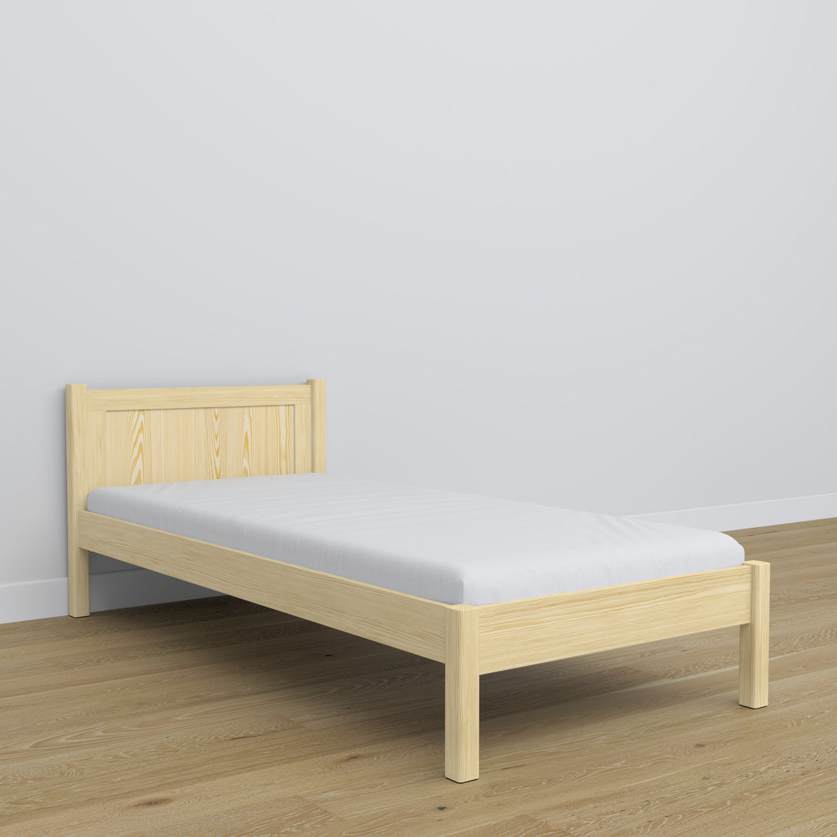 Single wooden bed clear pine – details of joints and wood, Nizio Home