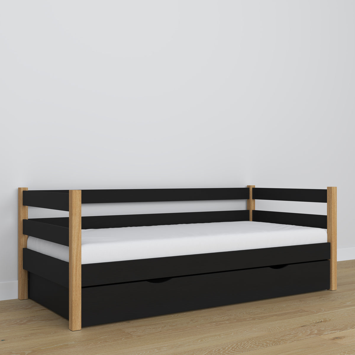 Łóżko sofa z szufladą N01 czarno dębowy – dodatkowy widok, polska produkcja