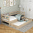 Sofa bed bleached oak with drawer – spacious storage, oak, Nizio