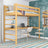 Natural Pine Wooden Loft Bed with Desk – Ladder and Safety Rail