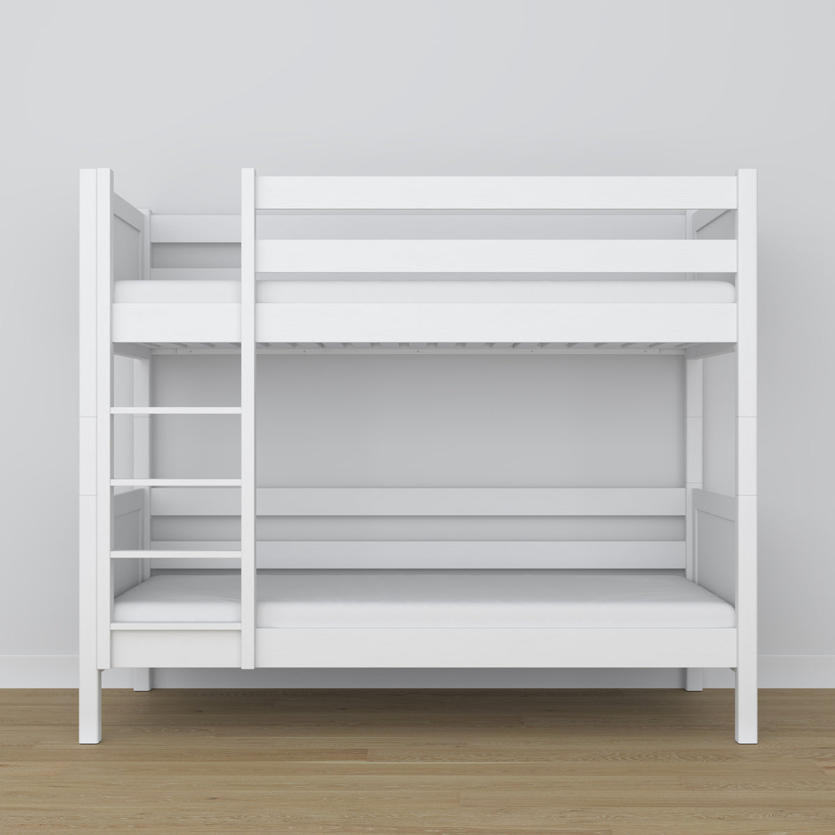 White Wooden Bunk Bed – Side View, Nizio Home