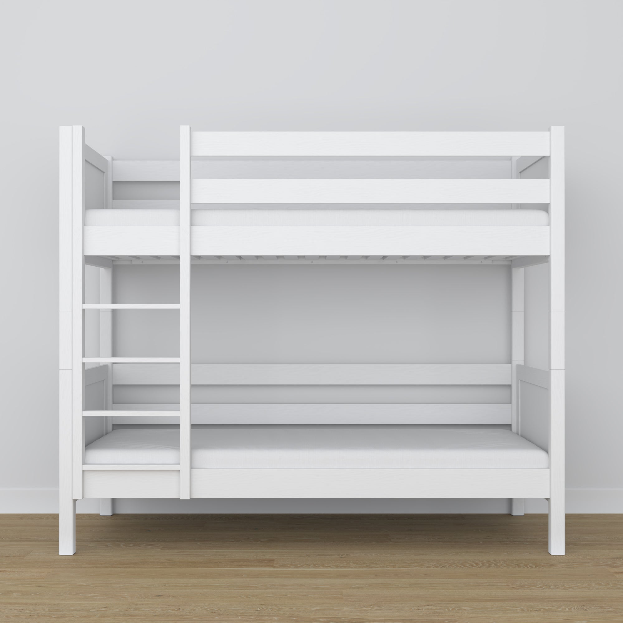 White Wooden Bunk Bed – Side View, Nizio Home