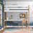 Letto a soppalco bianco-quercia con scrivania – spazio studio sotto il letto, in legno