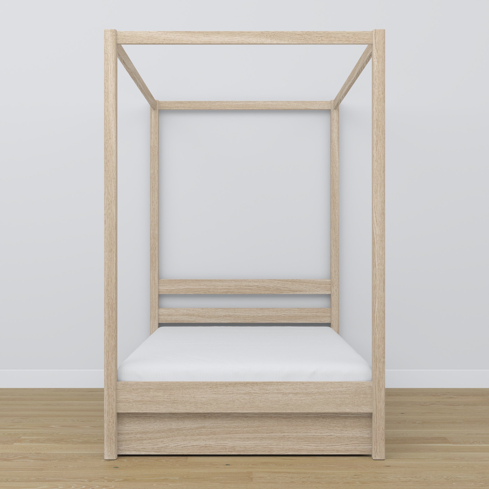 Letto quercia sbiancata con baldacchino – cassetto aperto, in quercia, Nizio Home