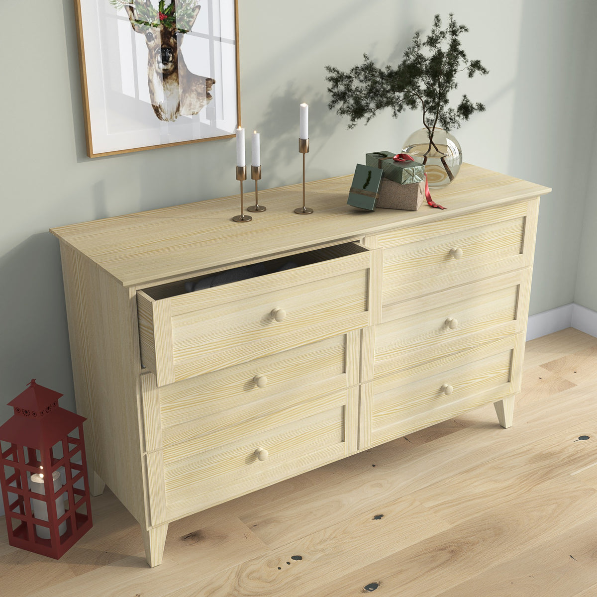 Sosnowa komoda 6S 154 Scandi sosna bezbarwna