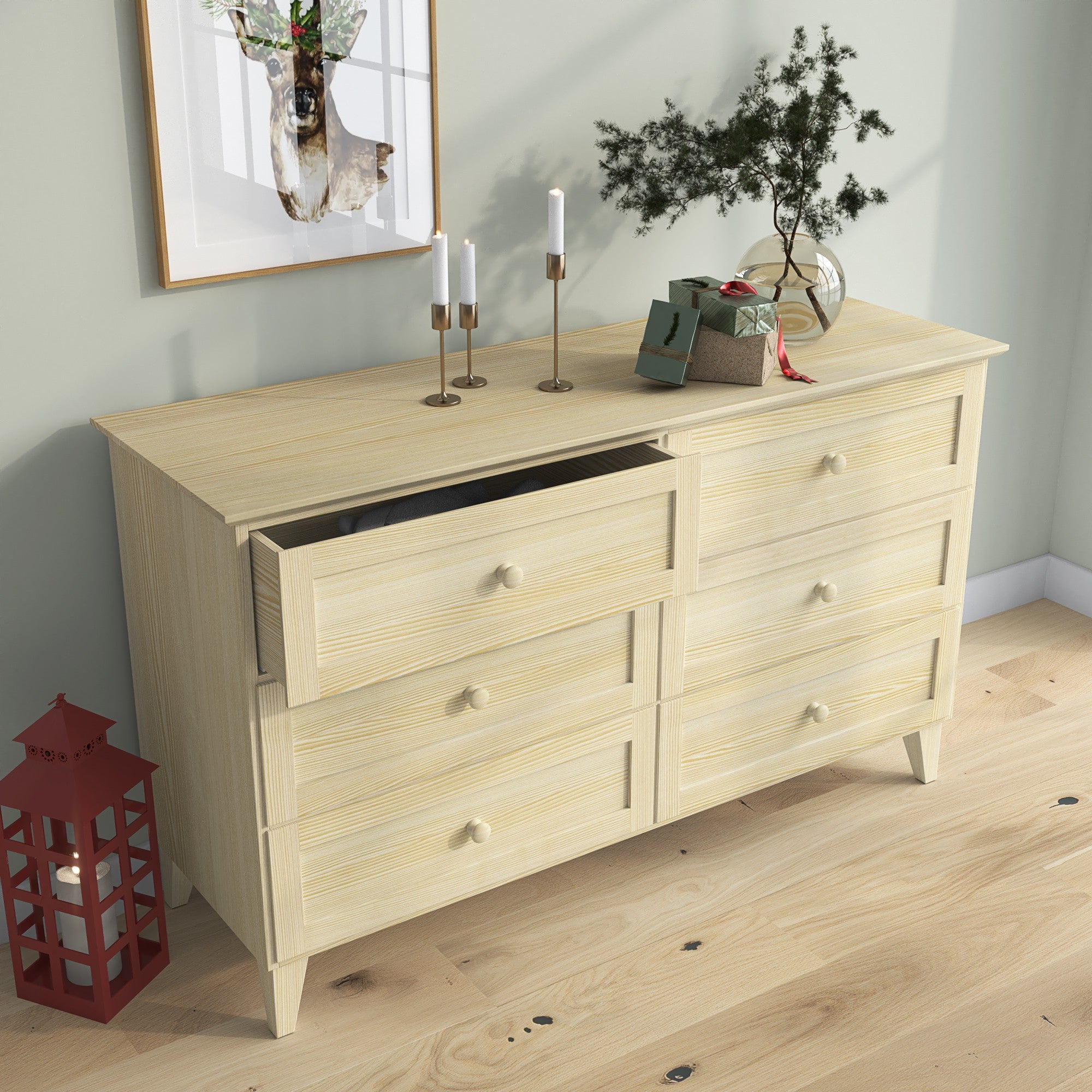 Sosnowa komoda 6S 154 Scandi sosna bezbarwna