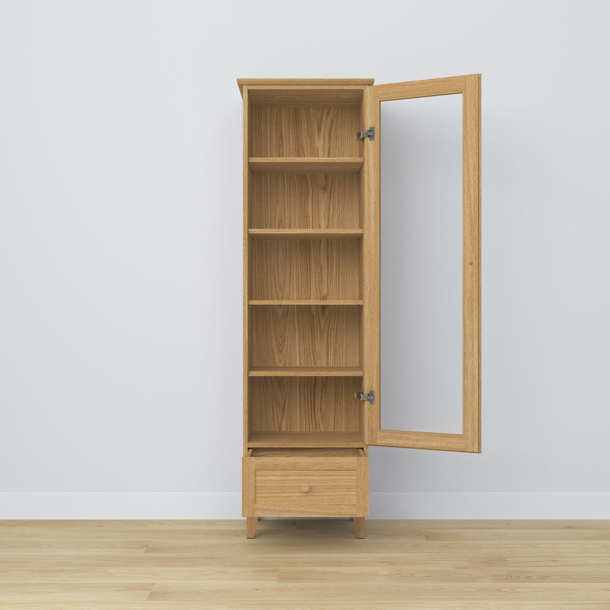 Display cabinet 1S oak natural oak in living room – Scandinavian arrangement, Nizio