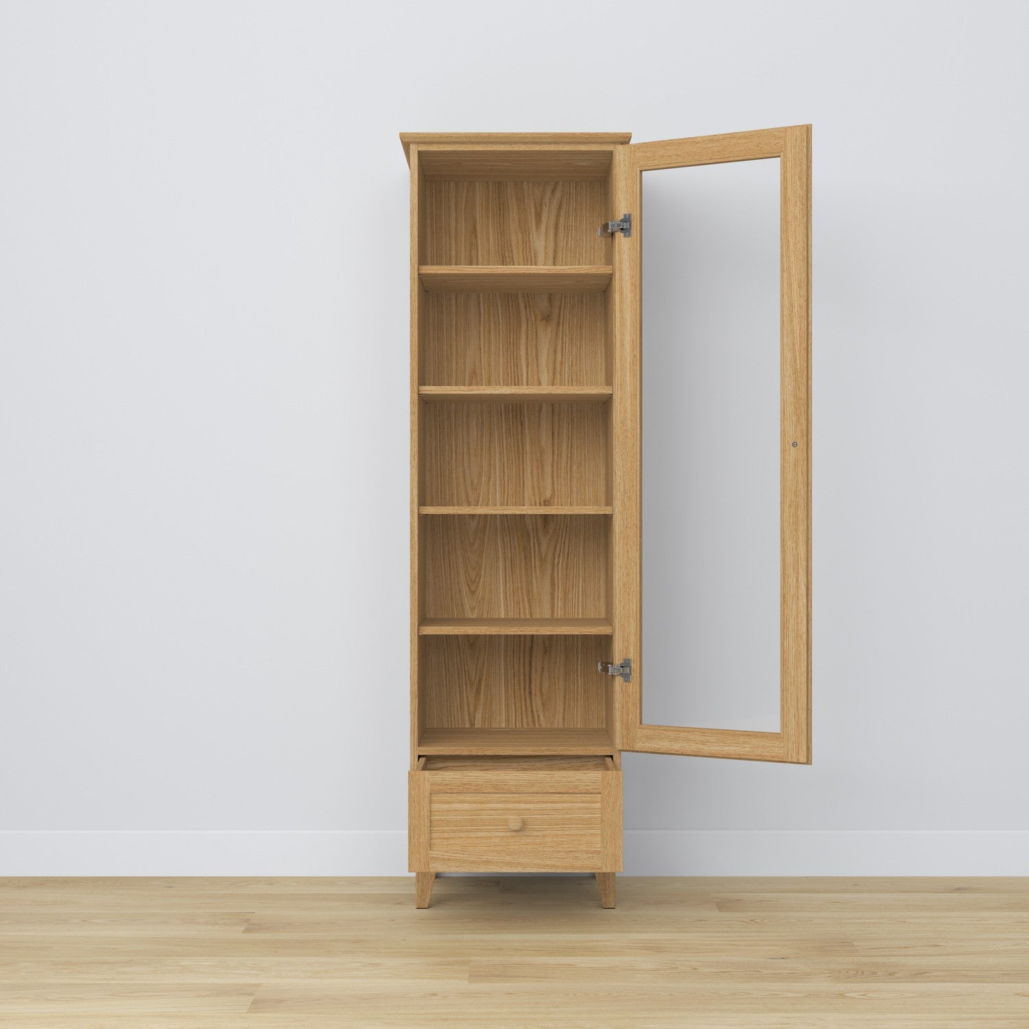 Display cabinet 1S oak natural oak in living room – Scandinavian arrangement, Nizio