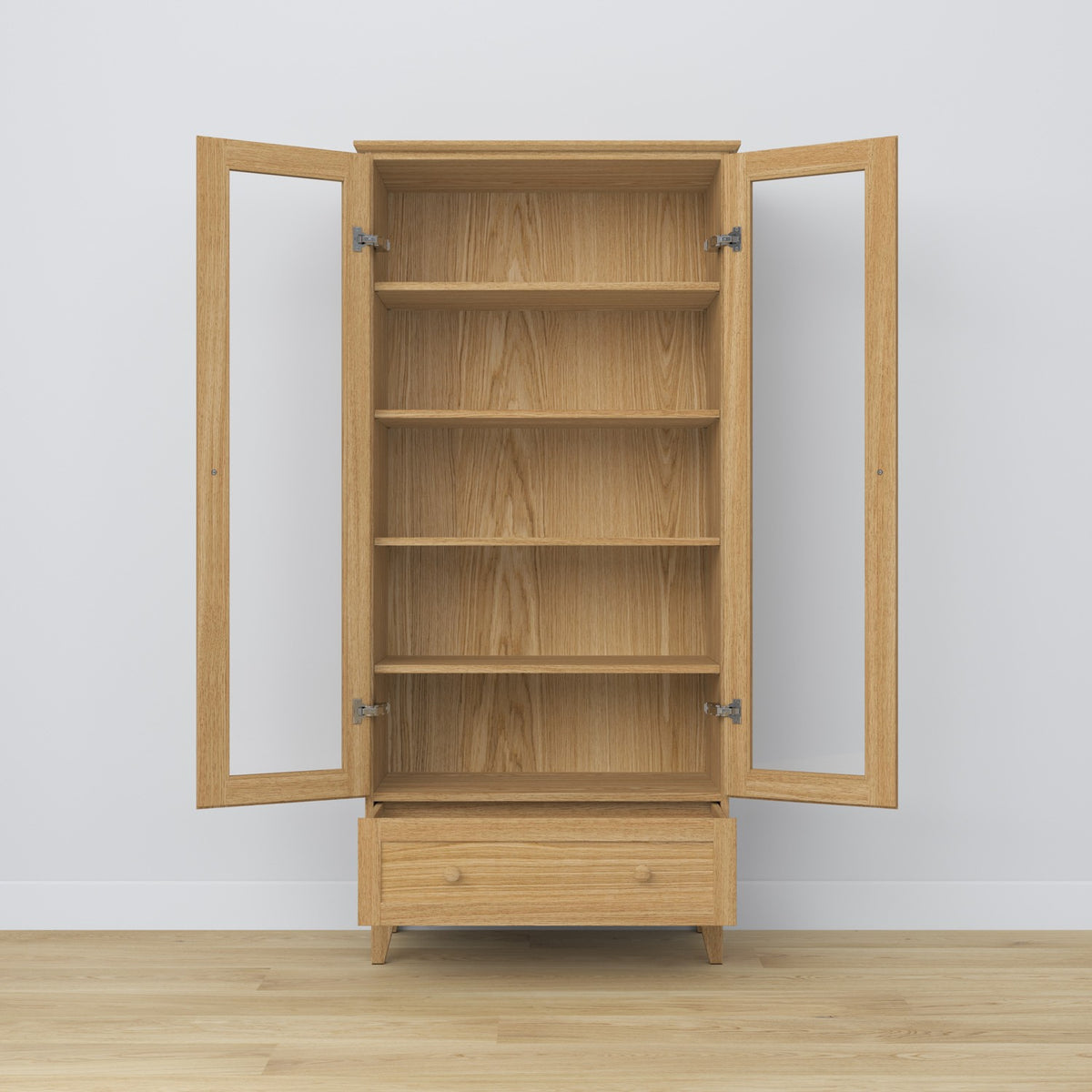 Display cabinet 1S oak natural oak in living room – Scandinavian arrangement, Nizio