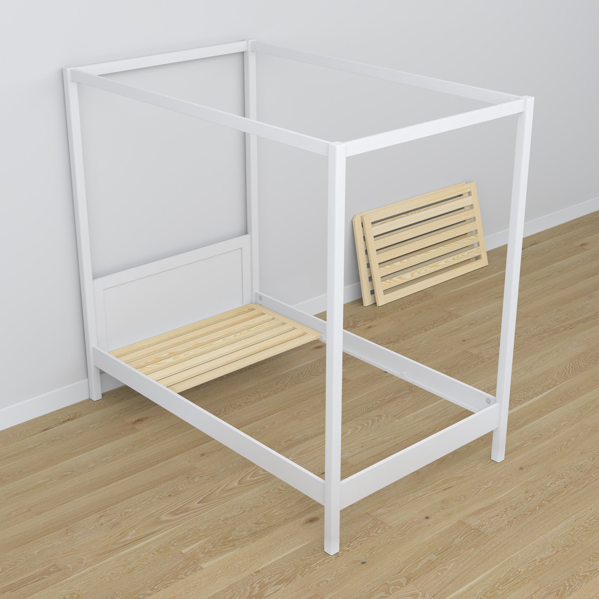 Canopy Bed White in a Children’s Room – Scandi Arrangement