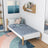 Bed white/oak in children’s room – Scandinavian arrangement, wooden
