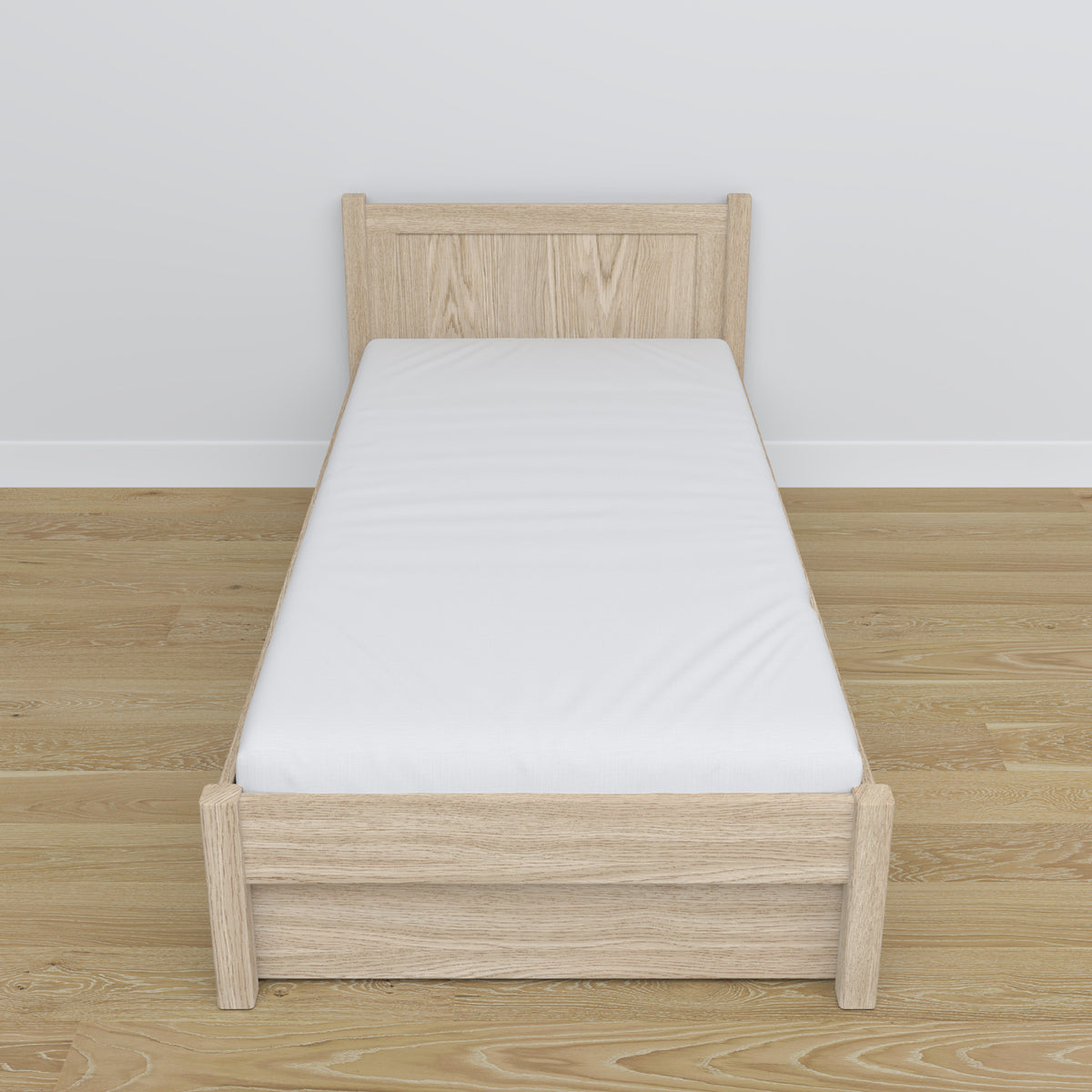 Bleached Oak Bed with Drawer – Oak Runners and Details, Nizio