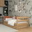 Letto divano quercia naturale – laterale sponda in quercia, vista laterale, Nizio