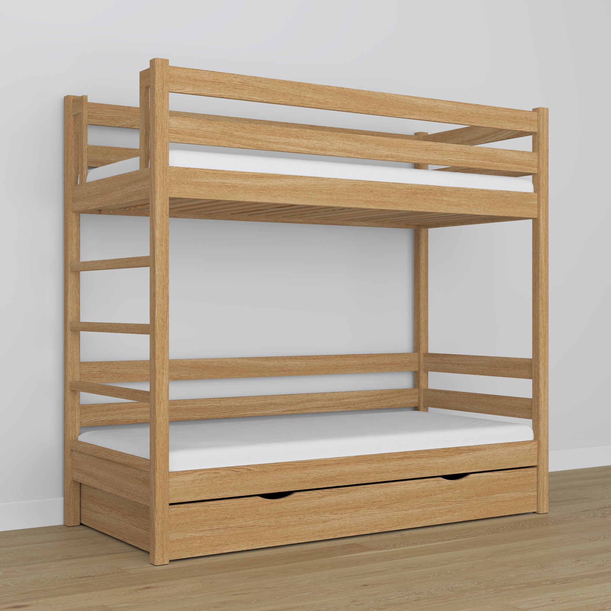 Letto a castello con cassetto quercia naturale con quercia – scandinavo design, Nizio
