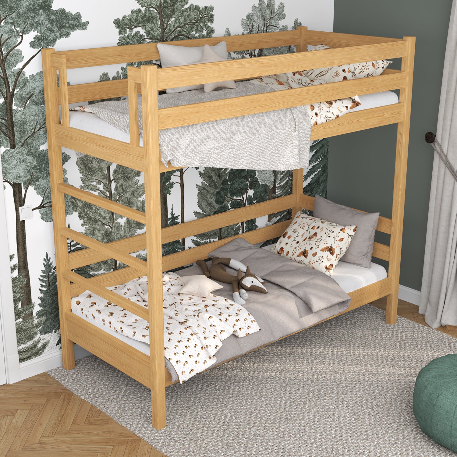 Letto a castello in legno pino naturale – due della camera da lettoe in uno, sicura struttura