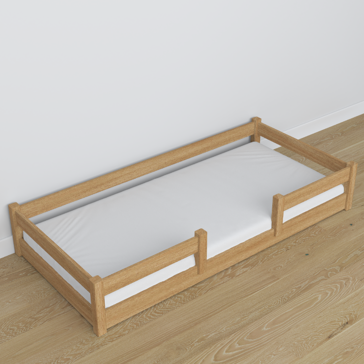 Low Bed Natural Oak in Bedroom – Scandinavian Arrangement, Oak