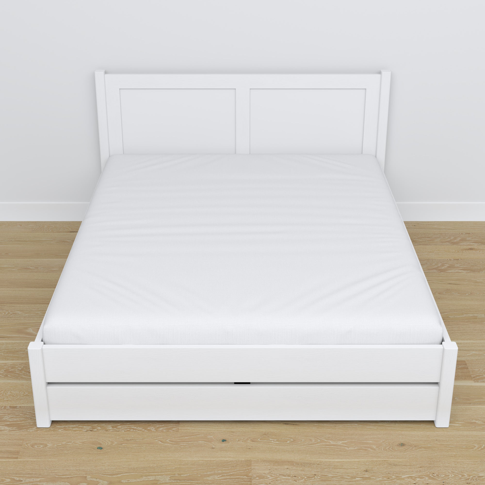 Letto matrimoniale con cassetto in legno bianco – capacità e funzionalità
