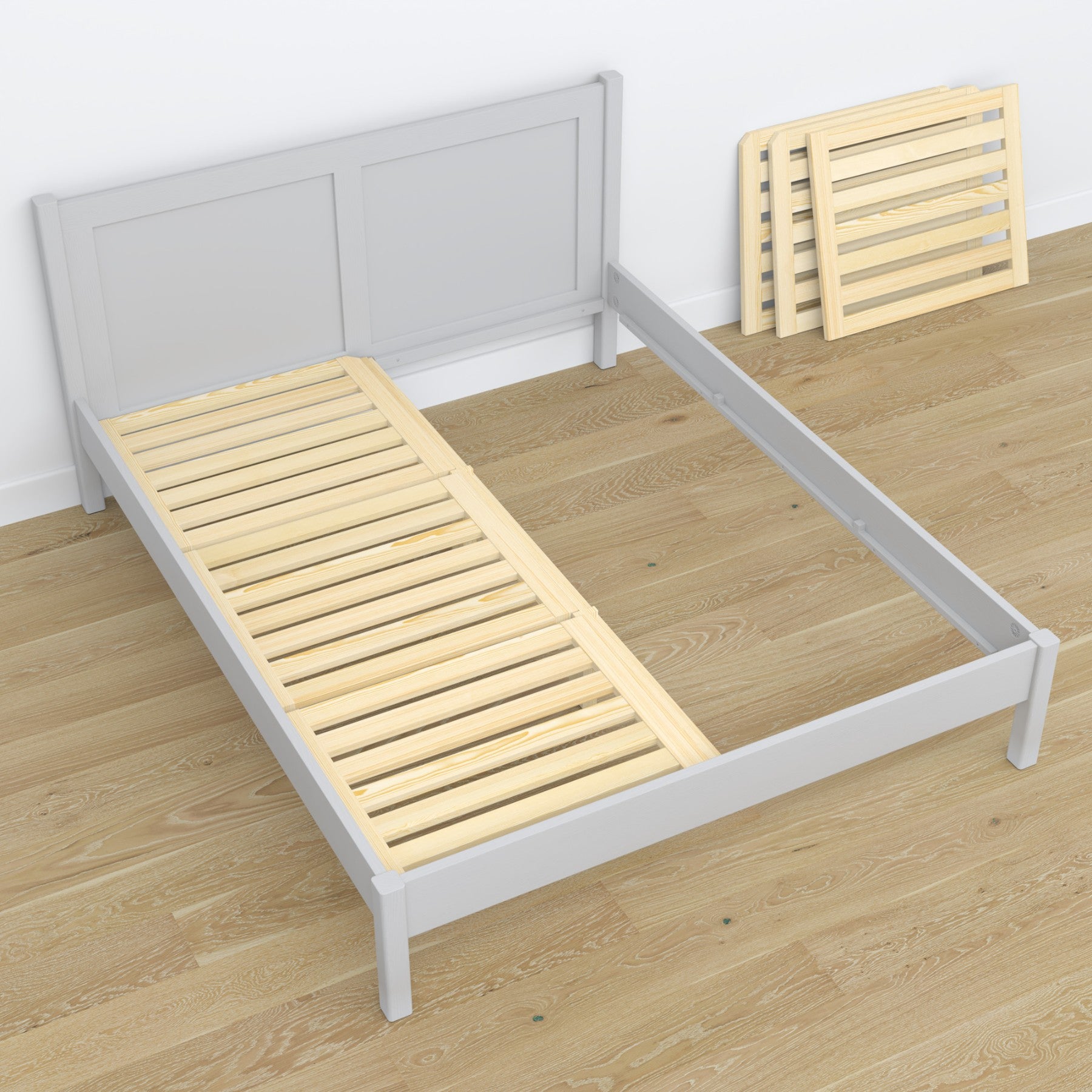 Letto matrimoniale in legno grigio – dimensioni e schema, Nizio Home