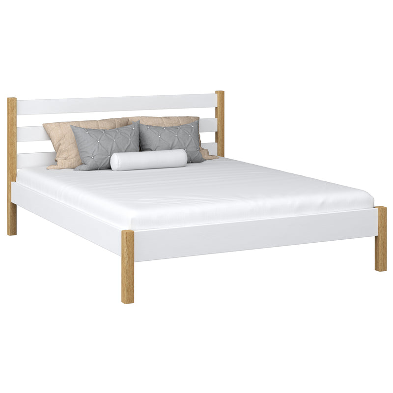 In legno letto matrimoniale N01 bianco in quercia – vista generale, legno massello