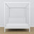 Wooden double bed with canopy white – headboard and frame, close-up
