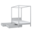 Letto grigio con baldacchino e cassetto – vista laterale, in legno