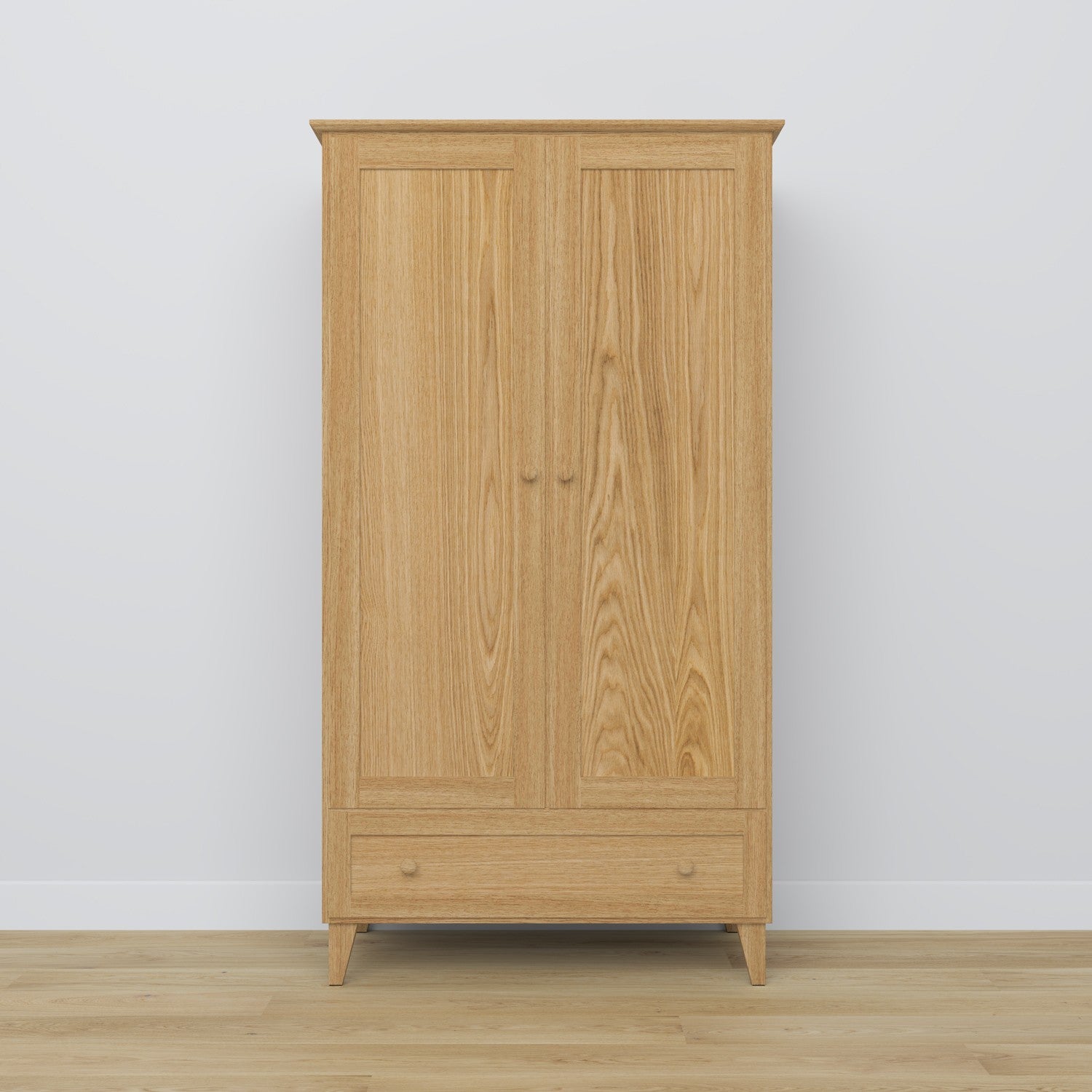 Armadio 2-porteowa con cassetto in rovere naturale – della camera da lettoa, stile scandinavo