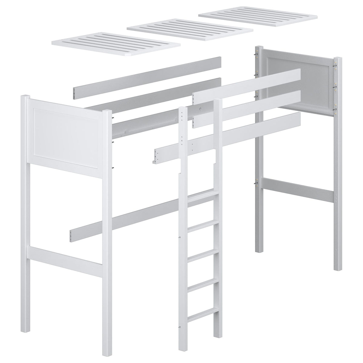 Loft bed natural pine wooden – dimensions and diagram, Nizio