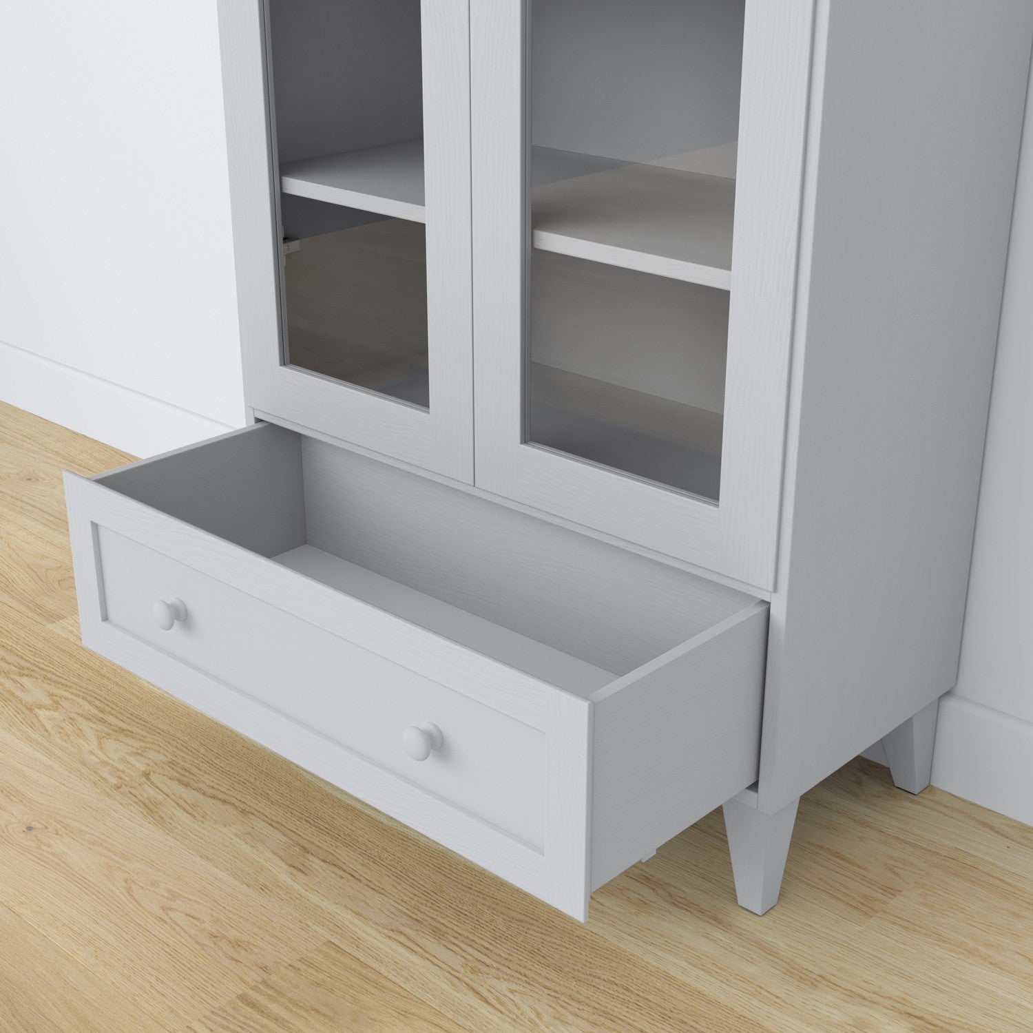 Display cabinet 1S 90 grey – glass door, hinges, wooden, Nizio