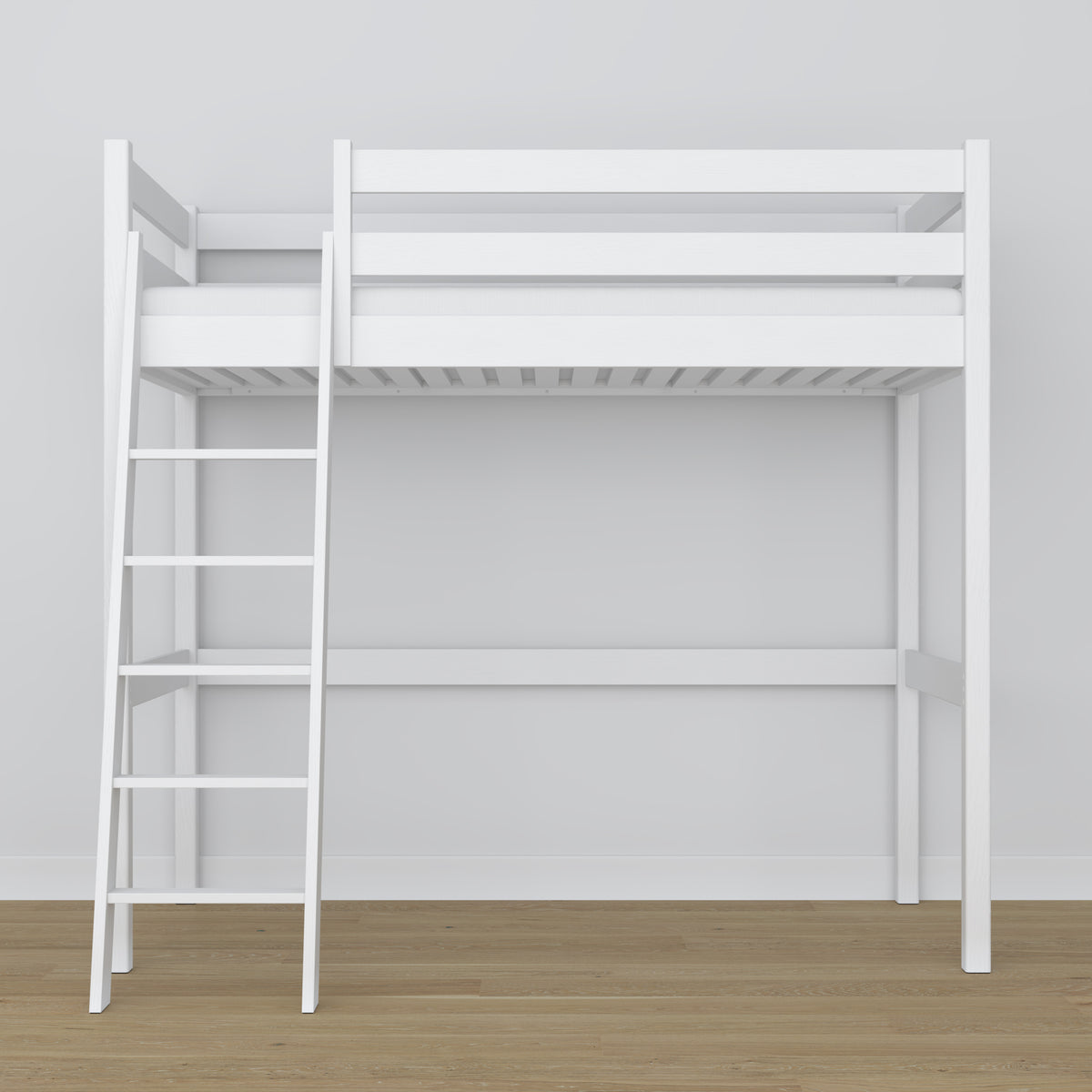 Letto a soppalco bianco in legno – dimensioni e schema, Nizio