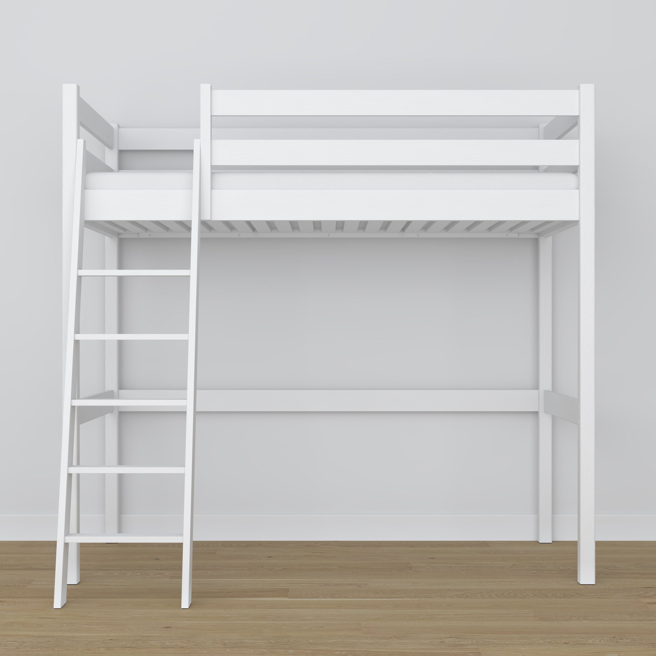 Letto a soppalco bianco in legno – dimensioni e schema, Nizio