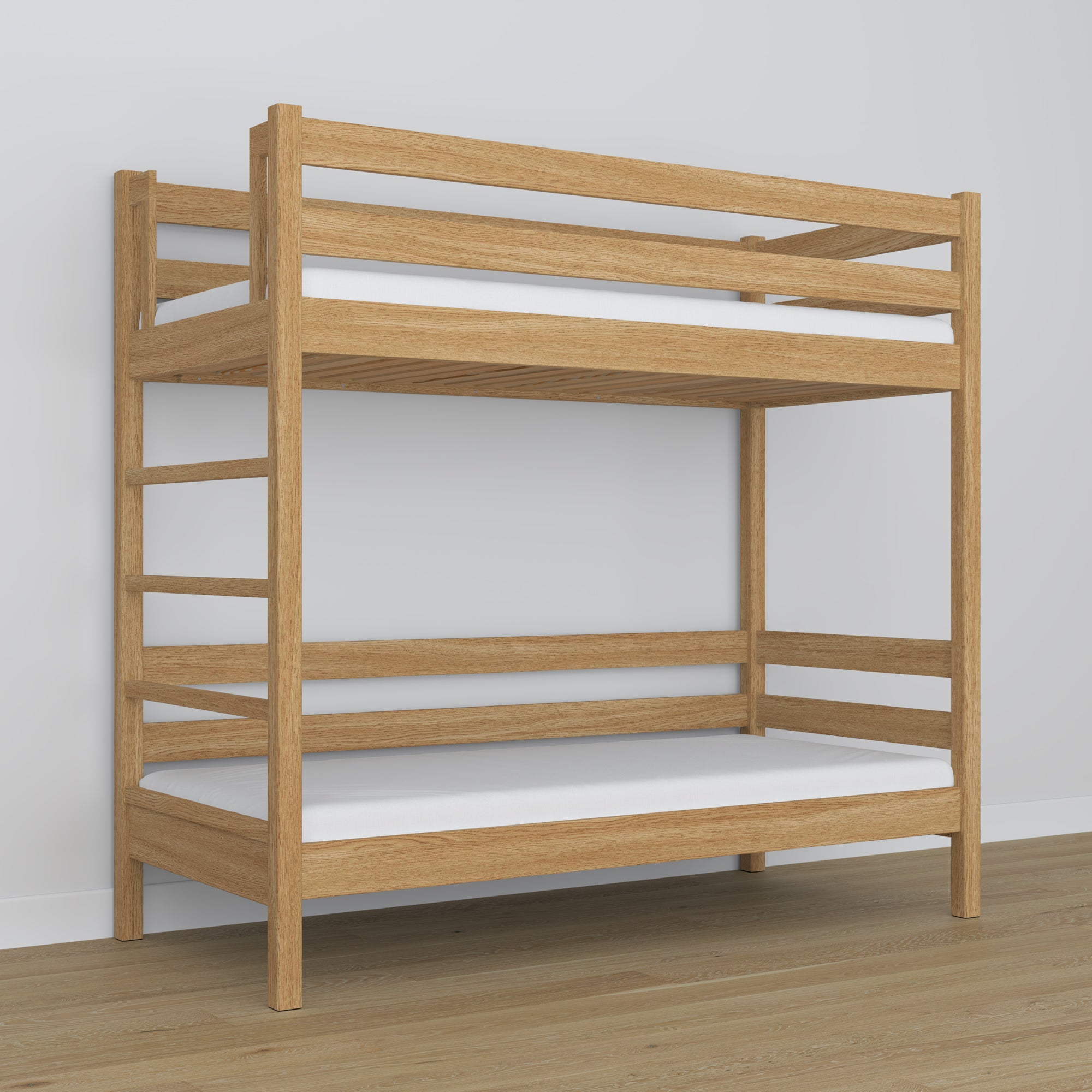 Natural Oak Oak Bunk Bed – Side View, Nizio Home