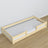 Letto basso in legno pino trasparente – cornice bassa, vista laterale, camera da letto stile scandi