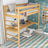 Loft bed natural pine – wooden desk under the sleeping area, scandi children’s room