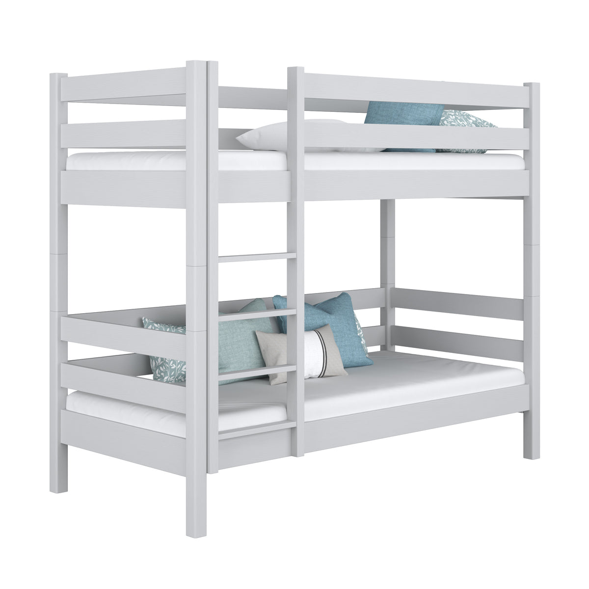 Grey Bunk Bed – Wooden Ladder and Safety Rail, Nizio Home