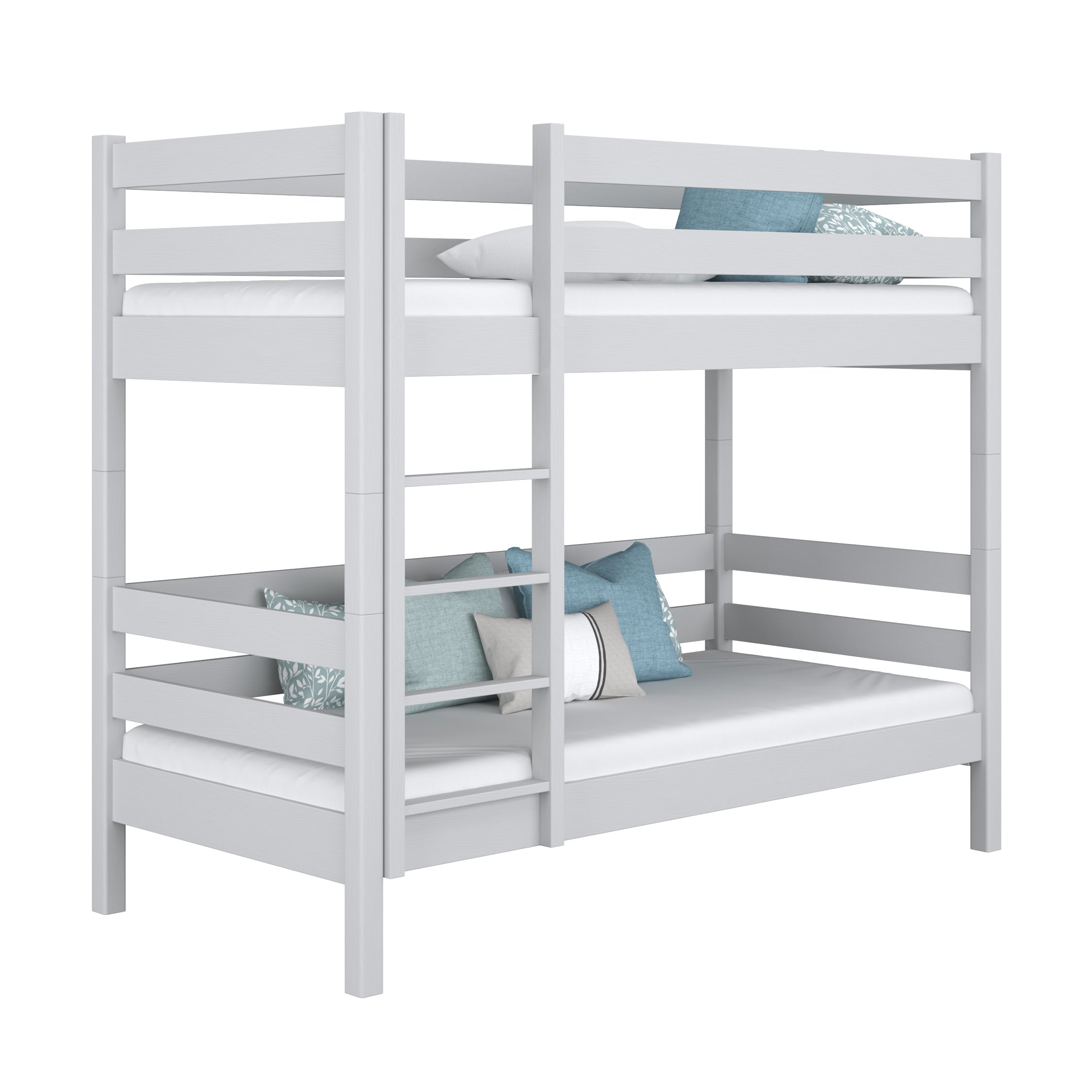 Grey Bunk Bed – Wooden Ladder and Safety Rail, Nizio Home