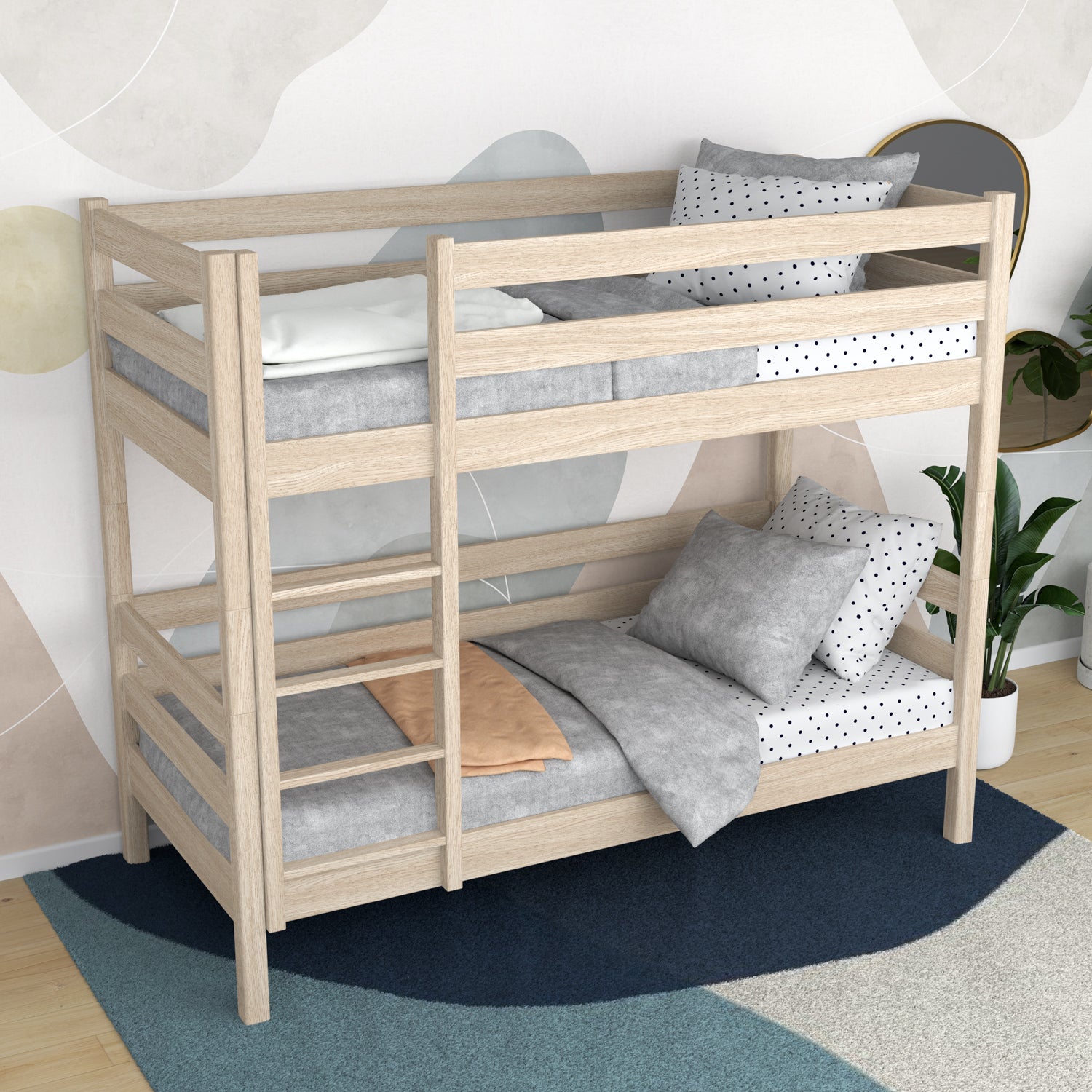 Bleached Oak Bunk Bed in Children’s Room – Scandi Arrangement, Oak