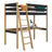 Black and Oak Wooden Loft Bed with Desk – Children’s Room, Scandi Nizio