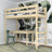 Letto a soppalco pino trasparente in nella cameretta dei bambini – allestimento scandi, in legno