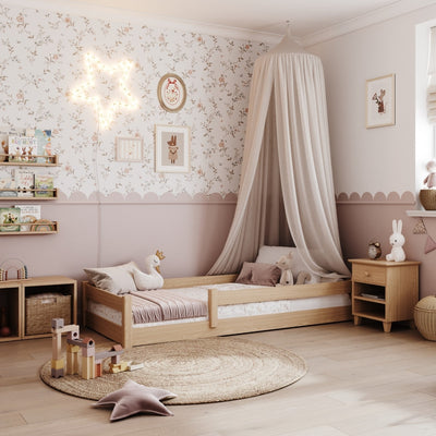 Dębowe łóżko niskie N02 dąb naturalny