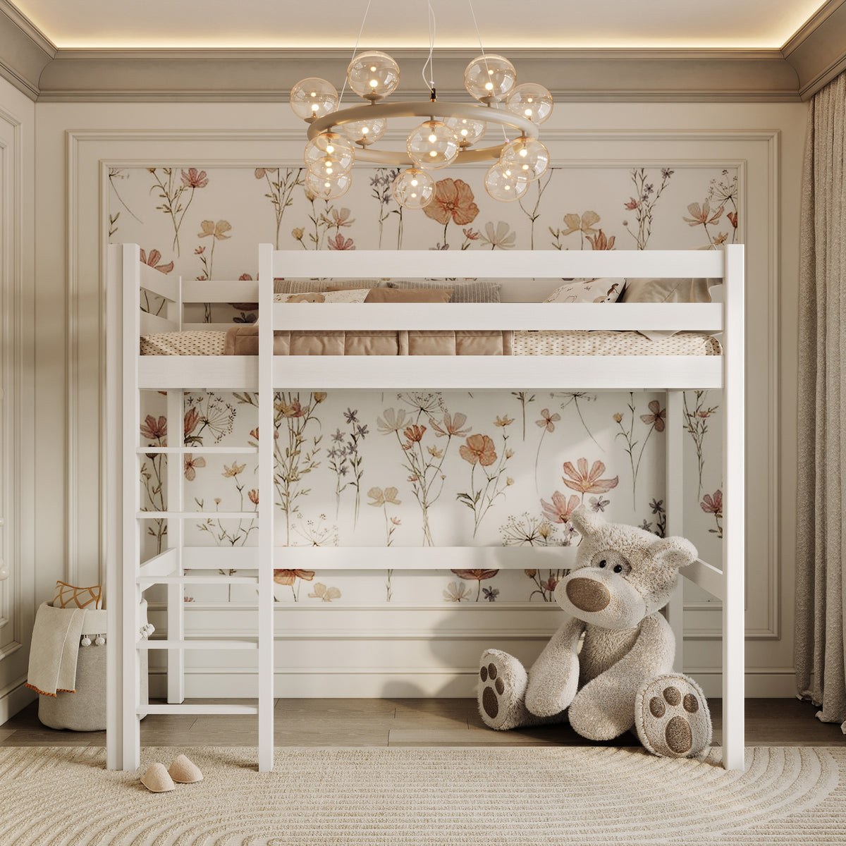 N05 Wooden Loft Bed in Custom RAL/NCS Color – Solid Wood, Nizio