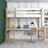 Letto a soppalco bianco-quercia con scrivania – spazio studio sotto il letto, in legno
