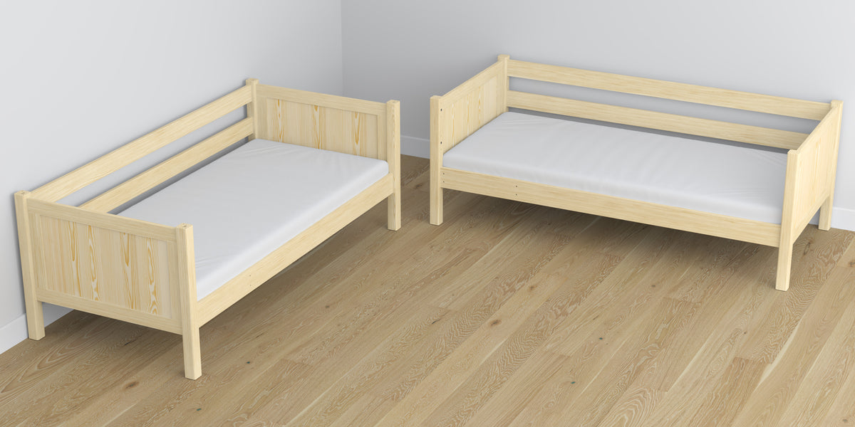 Letto a castello in legno pino trasparente con cassetto – dimensioni e schema, Nizio