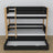 Black and Oak Wooden Bunk Bed with Drawer – Dimensions and Diagram, Nizio