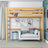Loft bed natural pine – wooden ladder and safety rail, Nizio Home