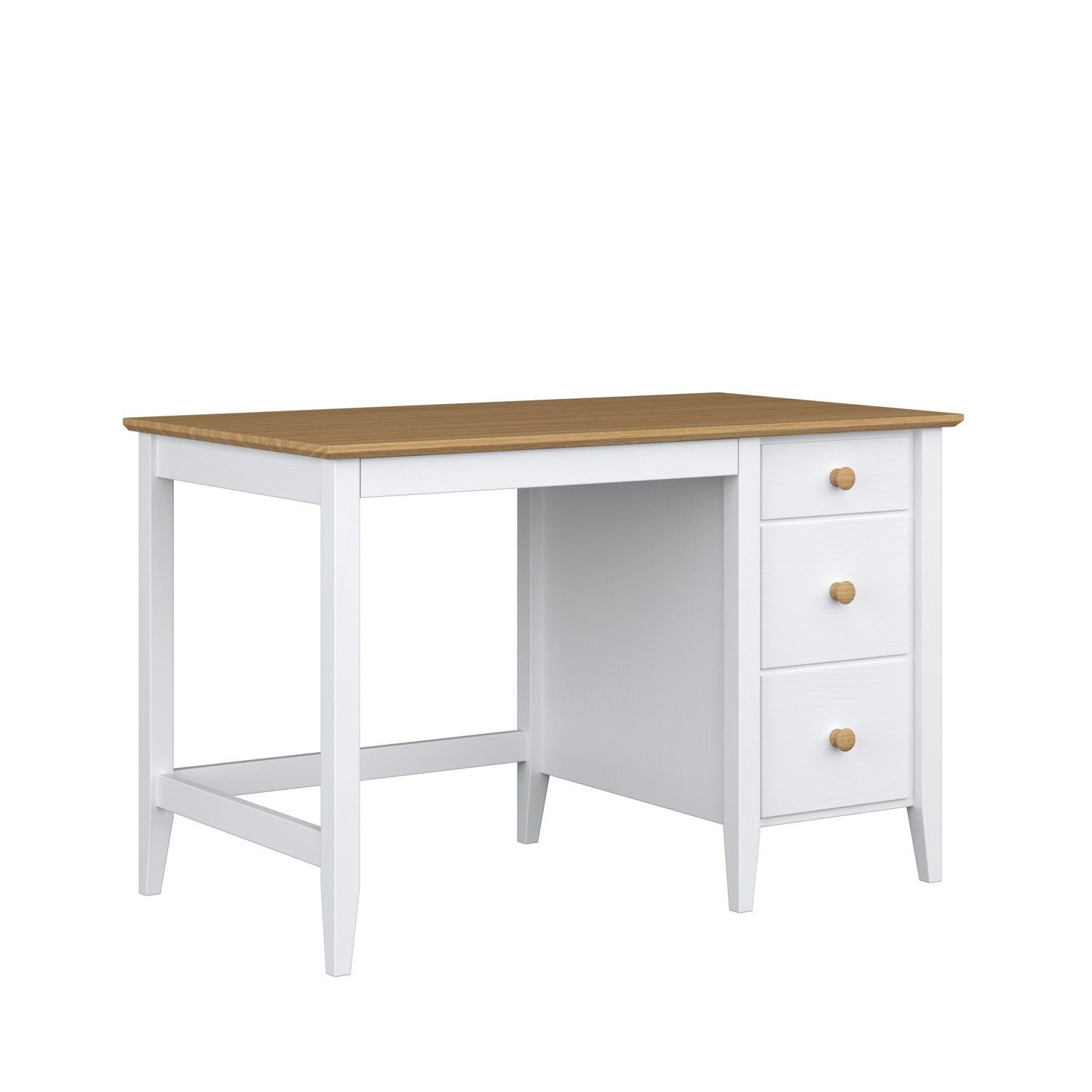 Desk 3S wooden white with oak in office – Scandinavian arrangement, Nizio