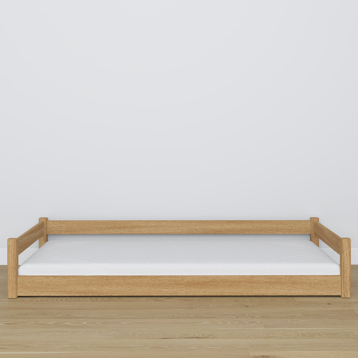 Low Bed Oak Natural Oak – Low Frame, Side View, Scandi Bedroom