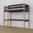 Loft bed black/oak wooden – top view of the sleeping area