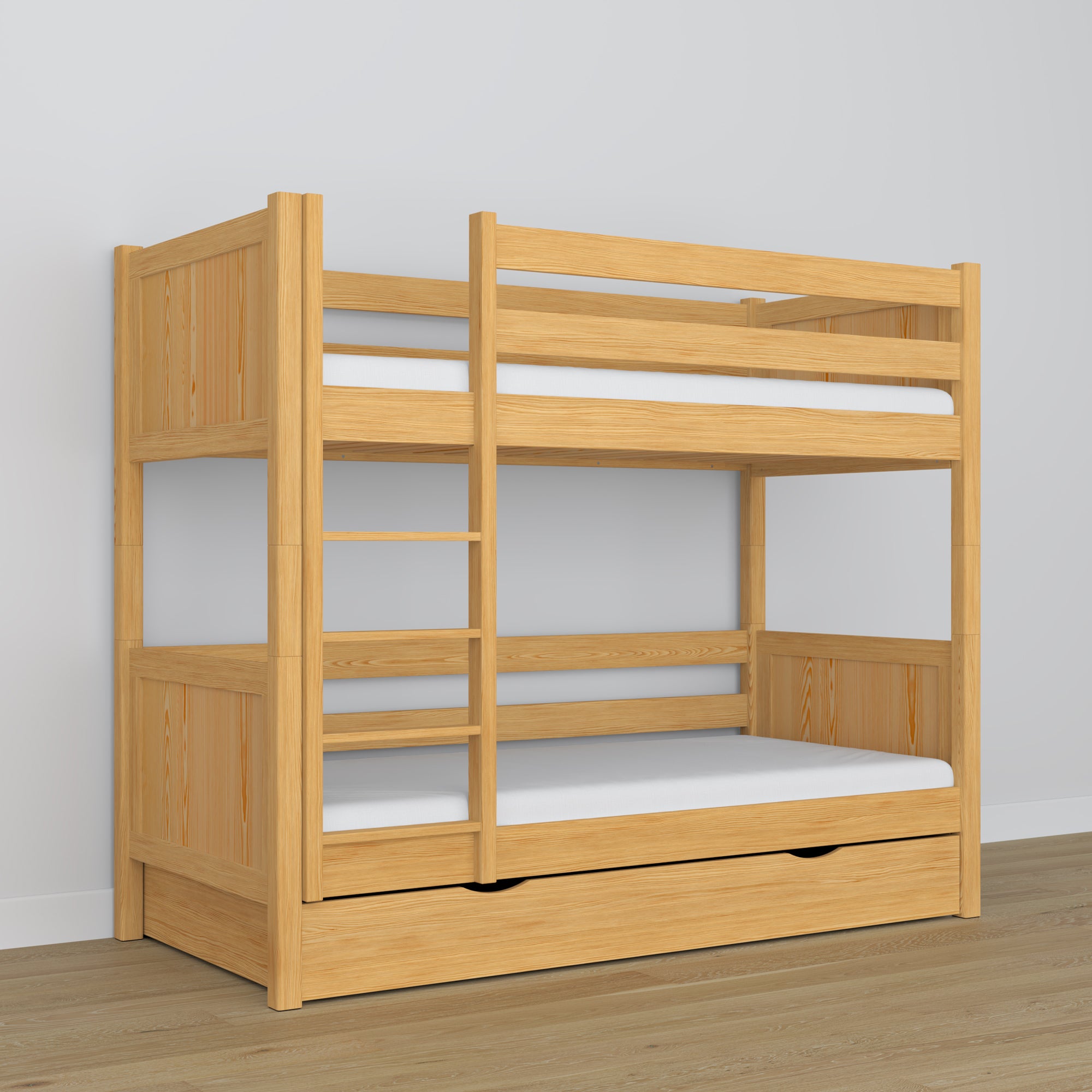 Letto a castello pino naturale per bambini – due della camera da lettoe e cassetto, in legno