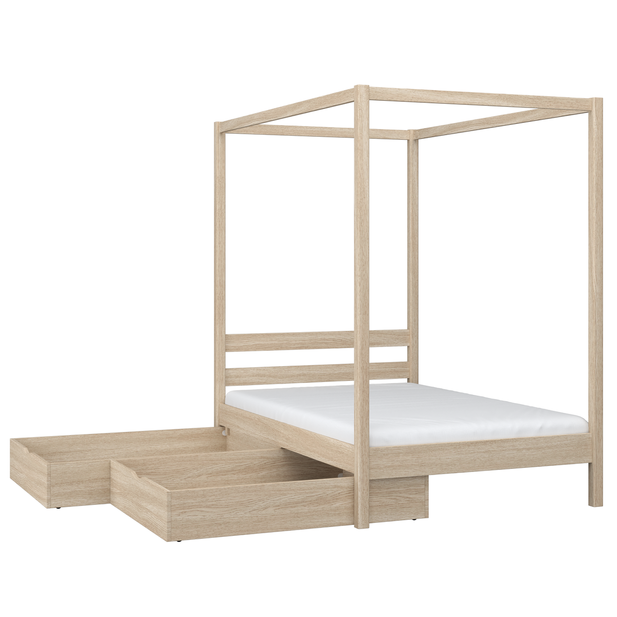 Letto quercia sbiancata con baldacchino – dettaglio in quercia e giunzioni, Nizio Home